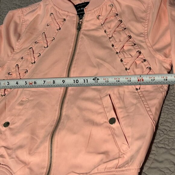 Haute Monde Lightweight Jacket Pink Fill Zip Lace Detail Size S - Picture 3 of 13
